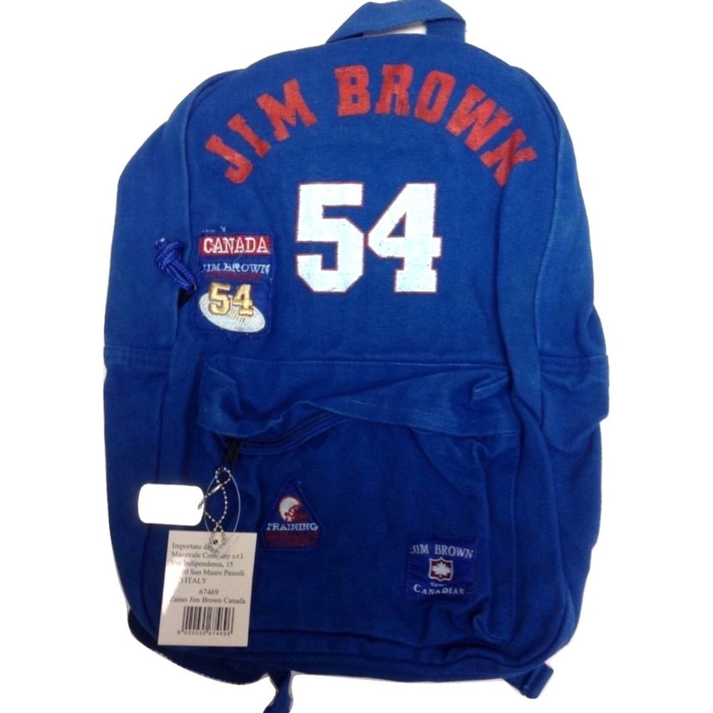 New Jim Brown Canvas Backpack W/ Patches Imported From Italy